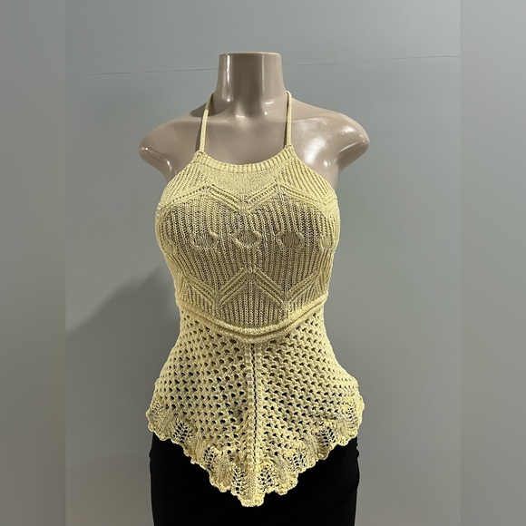 Zara Light Yellow Knit Halter Top - Picture 1 of 3